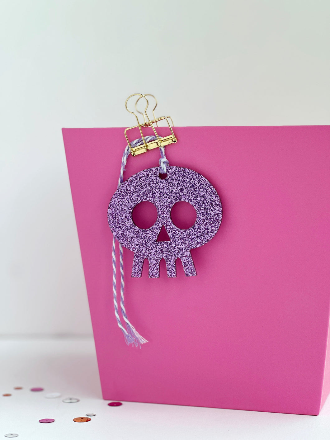 Purple Glitter Skull, acrylic