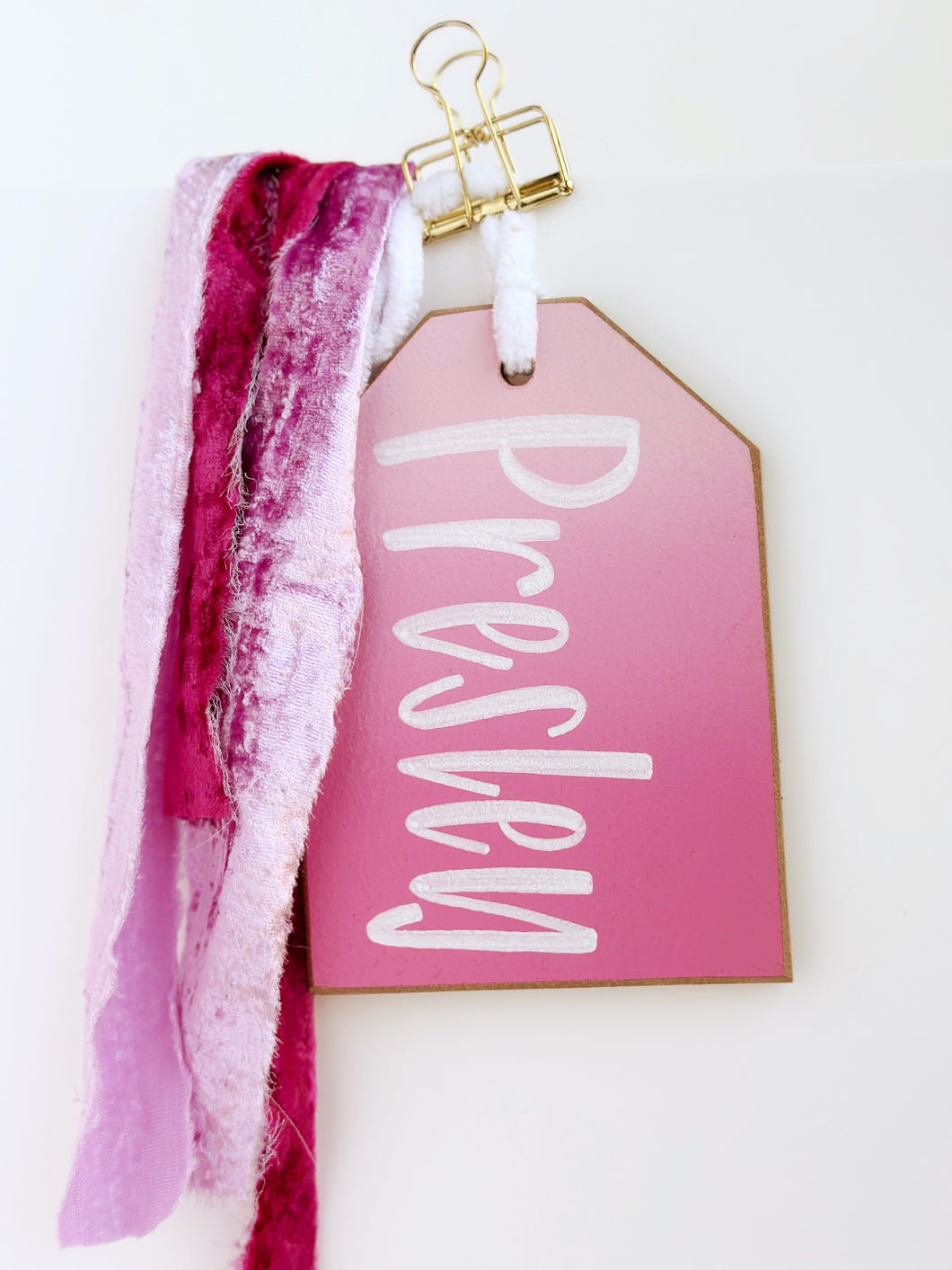 Classic tag, pink ombré (customizable)