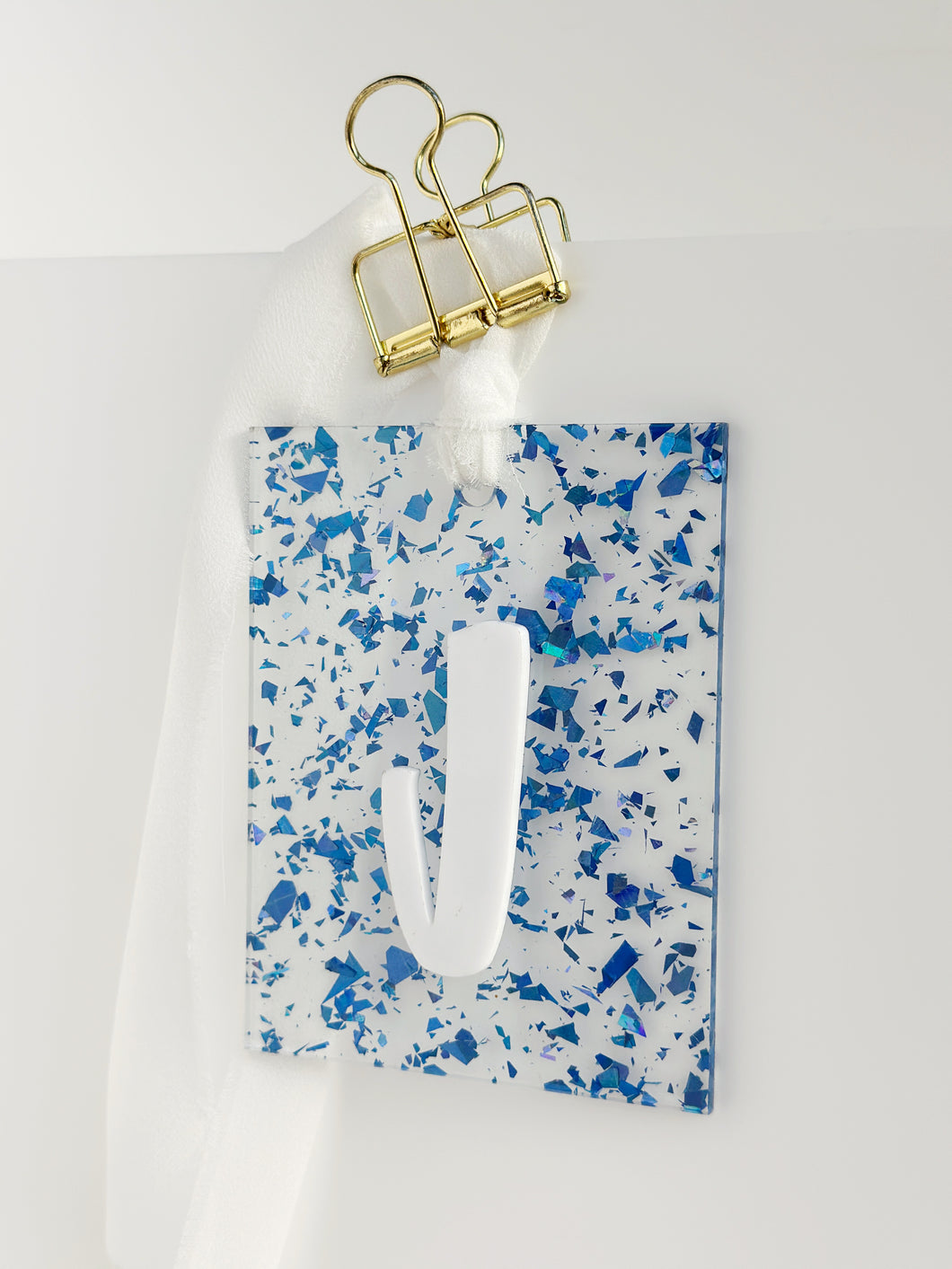Blue Glitter Initial Tag
