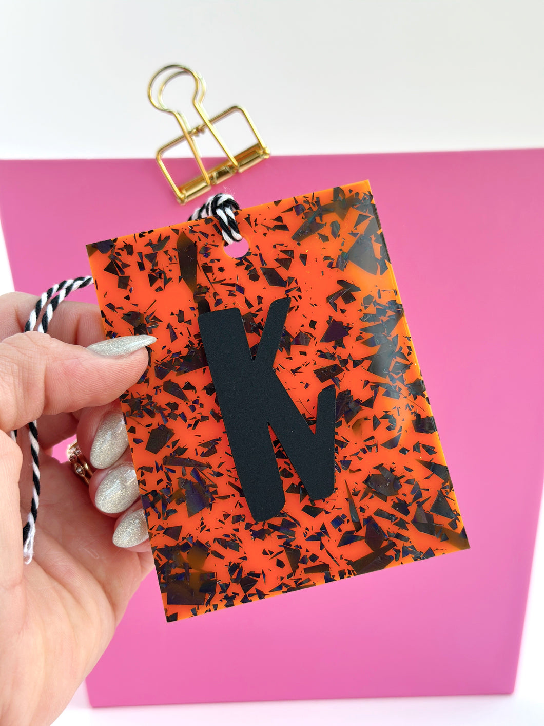 Halloween Confetti initial tag