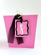 Load image into Gallery viewer, Pink Initial Tag w/border
