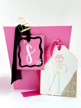 Load image into Gallery viewer, Pink Initial Tag w/border
