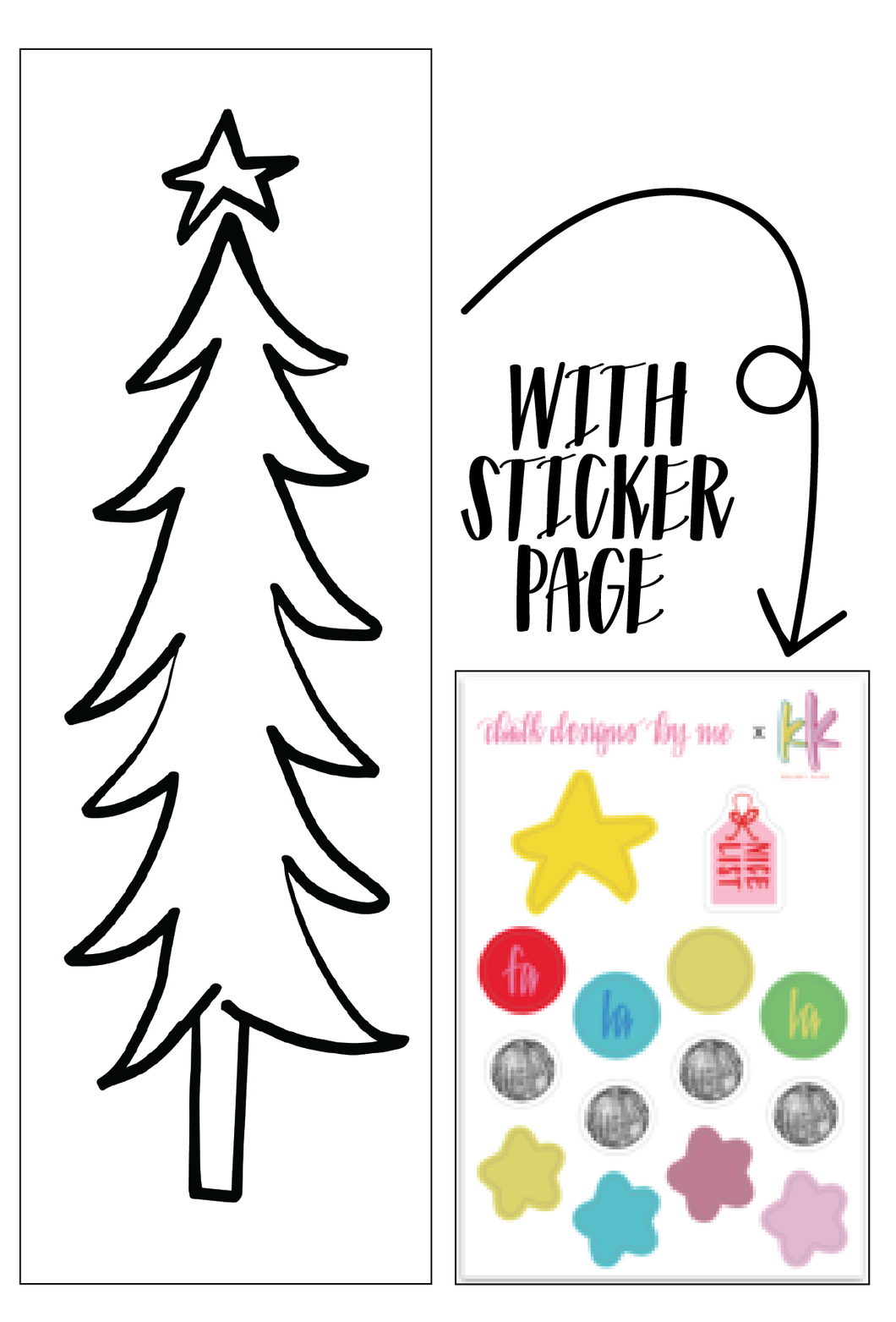 Christmas tree @Kelseyklos with sticker sheet shelfie, ready to ship!