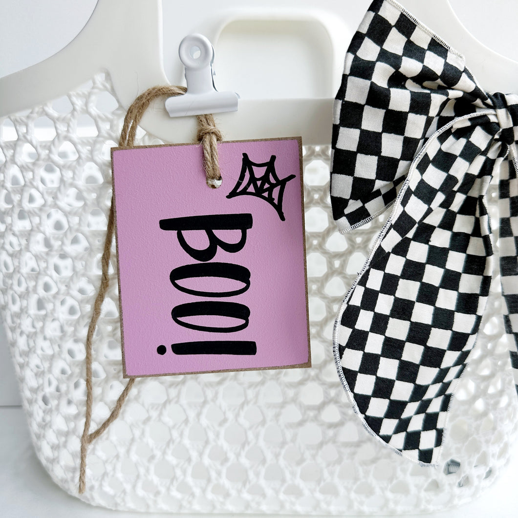 Halloween Initial Tag, Smoothie Pink