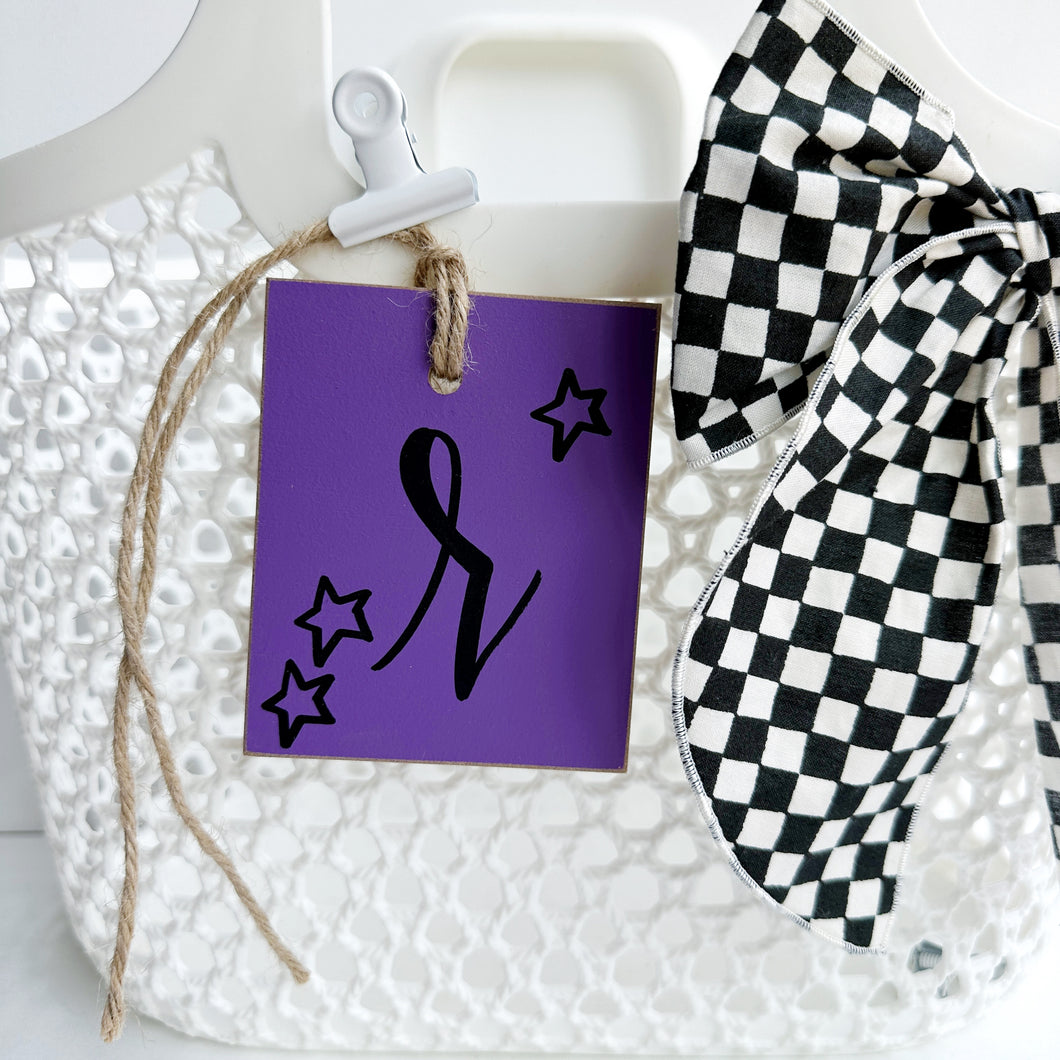 Halloween Initial Tag, Dark Purple